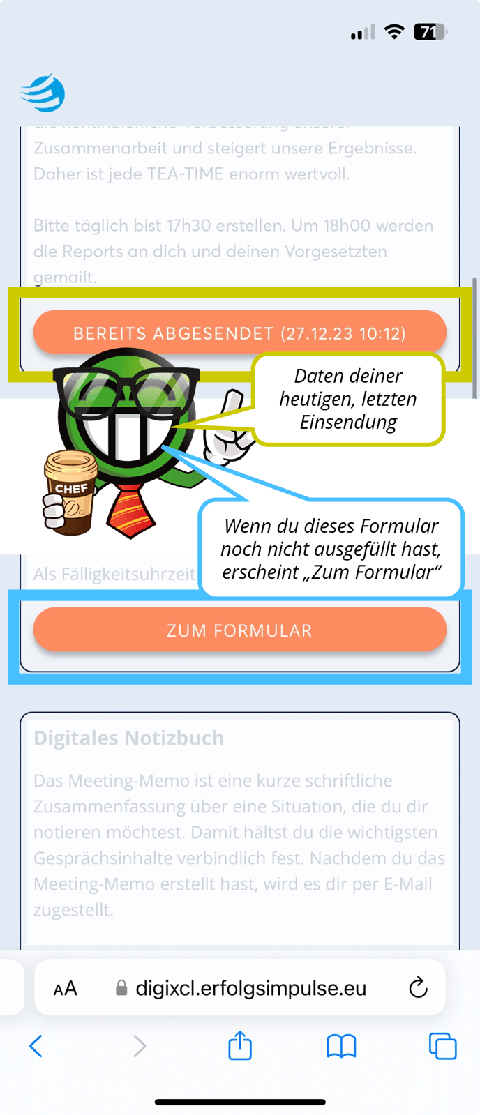 digiXCL Formularzeiten